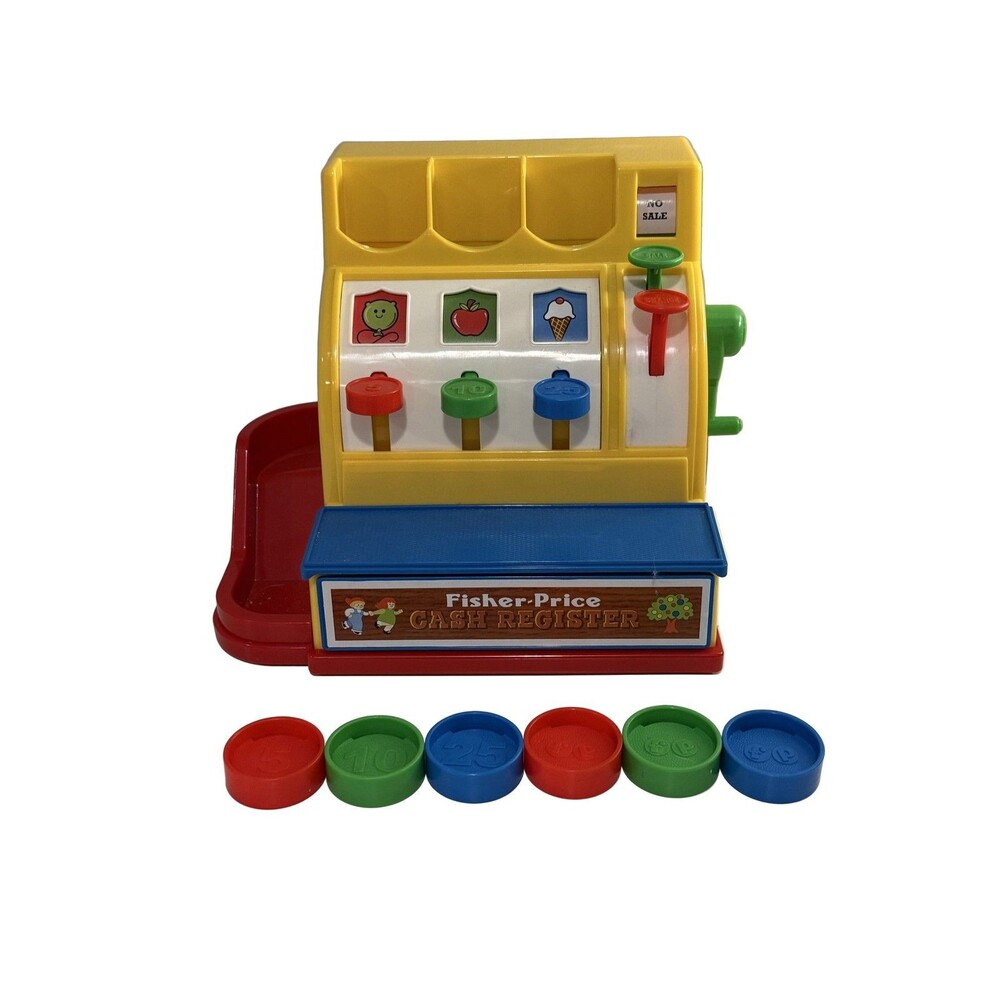 Fisher-Price CASH REGISTER 1974 Vintage Toy Plastic 6 Coins 926